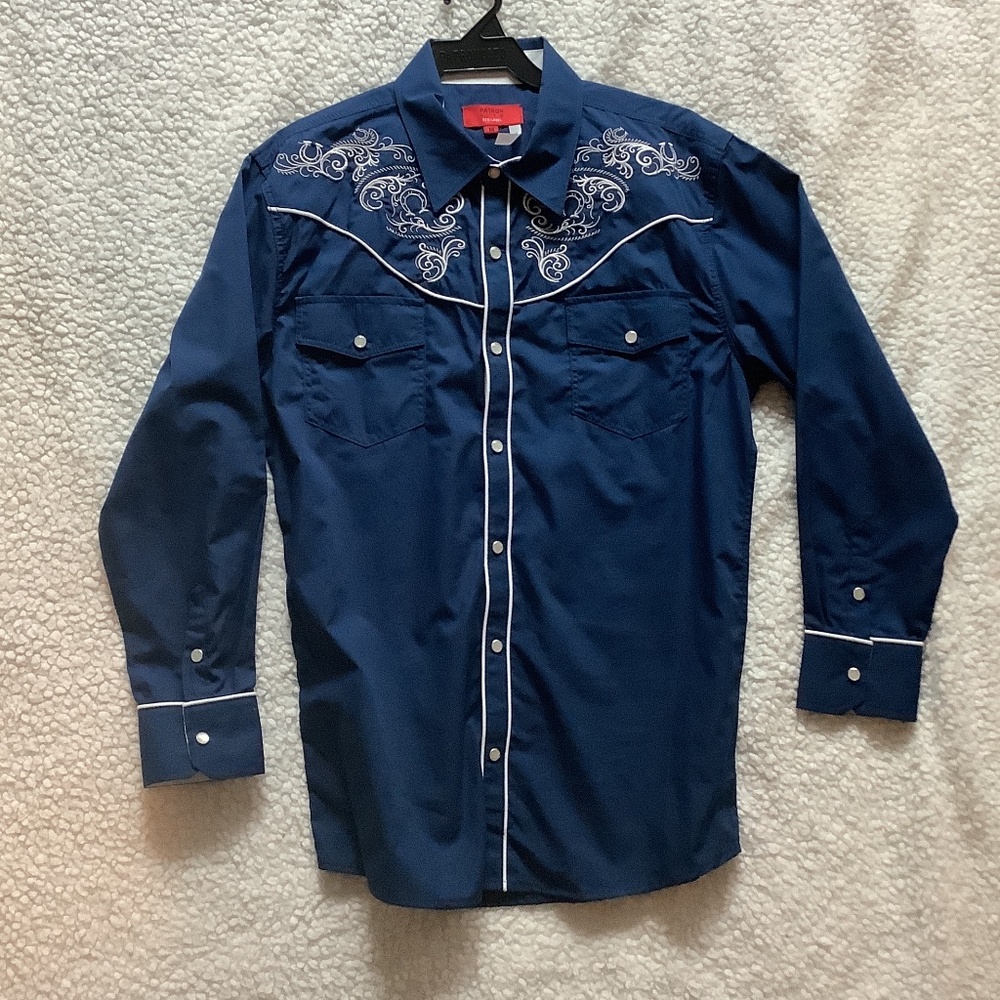 Boys Blue And White Cowboy Shirt Size 18